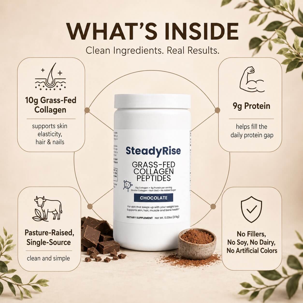 Grass-Fed Collagen Peptides Powder (Chocolate)
